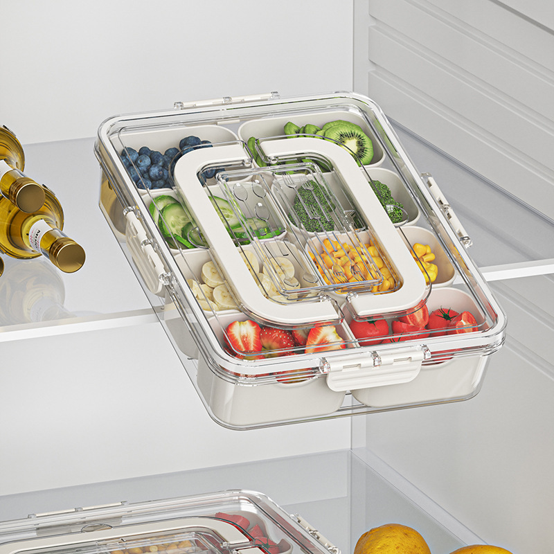 8 Grids Divided Serving Tray Fruits Snack Box Organizer Food Storage Container Seasoning Separator Box Refrigerator Organizer - Image 3