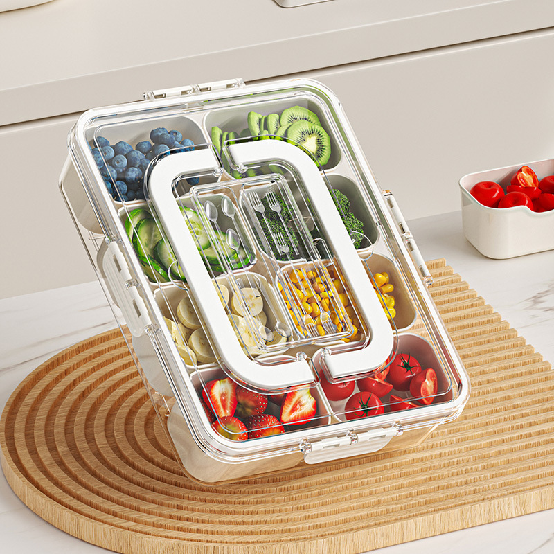 8 Grids Divided Serving Tray Fruits Snack Box Organizer Food Storage Container Seasoning Separator Box Refrigerator Organizer - Image 5