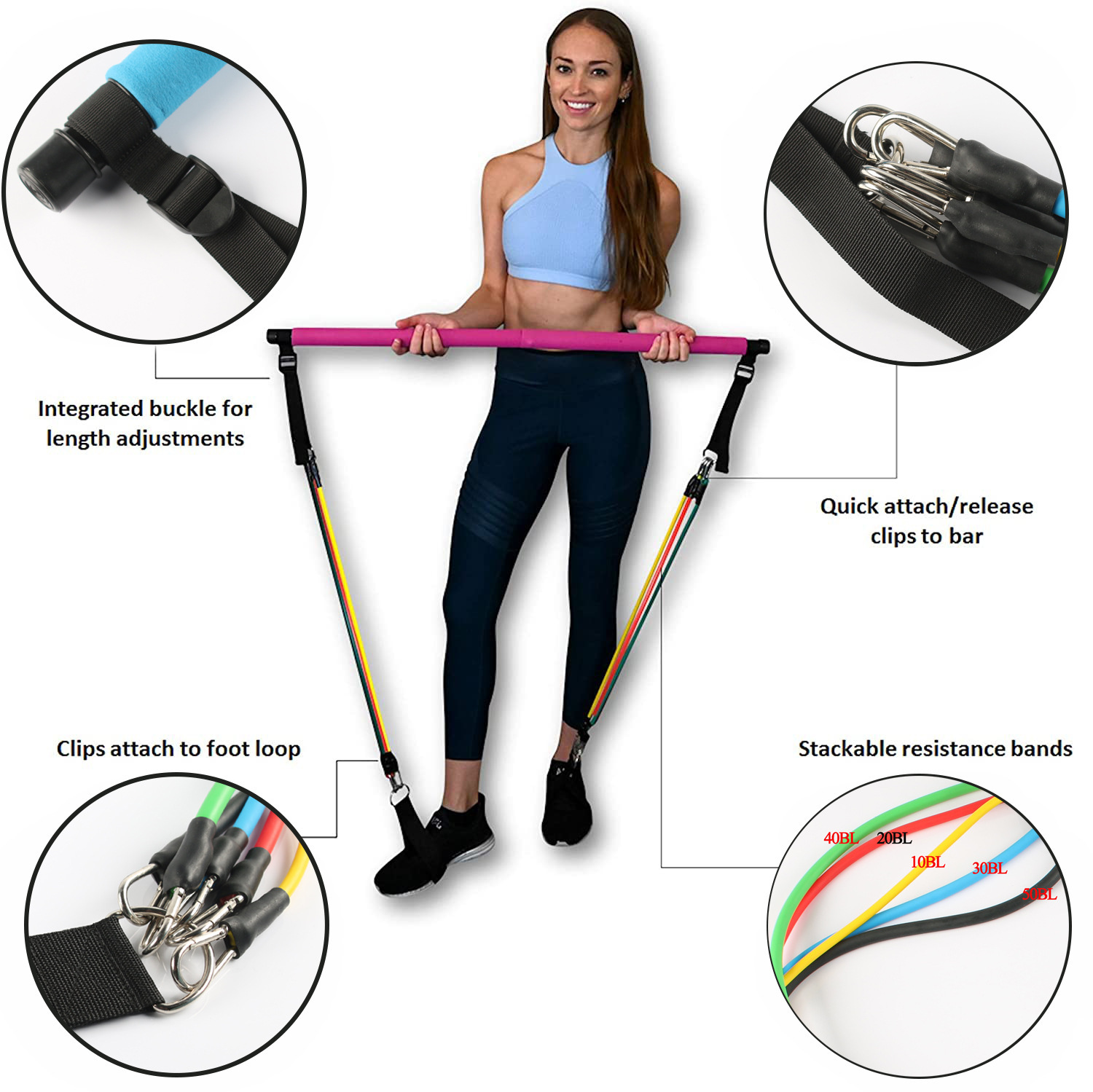 Fitness Yoga Pilates Bar Portable Gym Accessories Sport Elastic Bodybuilding Resistance Bands For Home Trainer Workout Equipment - Image 5