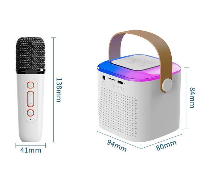 Microphone Karaoke Machine Bluetooth-compatible Speaker With 2 Wireless Mic RGB Light Home Family Singing Speaker - Image 4